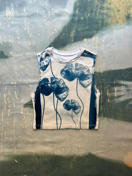 Flowers Cyanotype Super Crop Top Sale 169