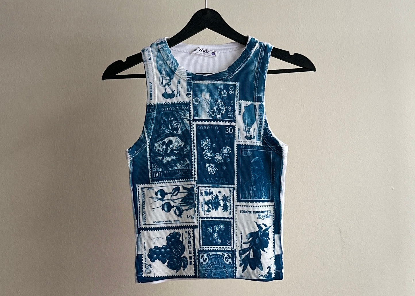 Stamps Cyanotype Crop Top Sale 76