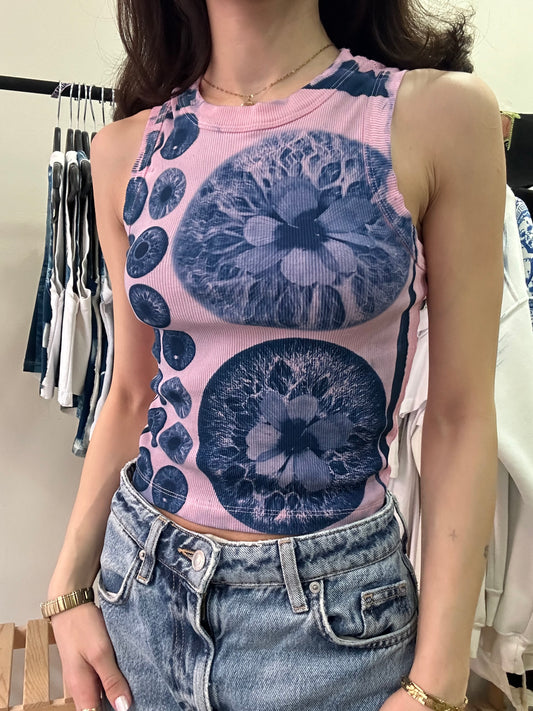 Iris Cyanotype Crop Top - Pink