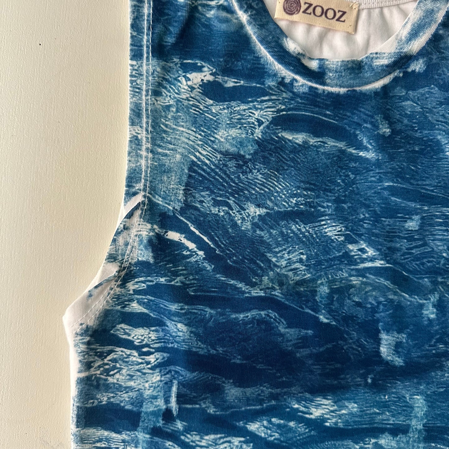 Waves Cyanotype Super Crop Top Sale 65