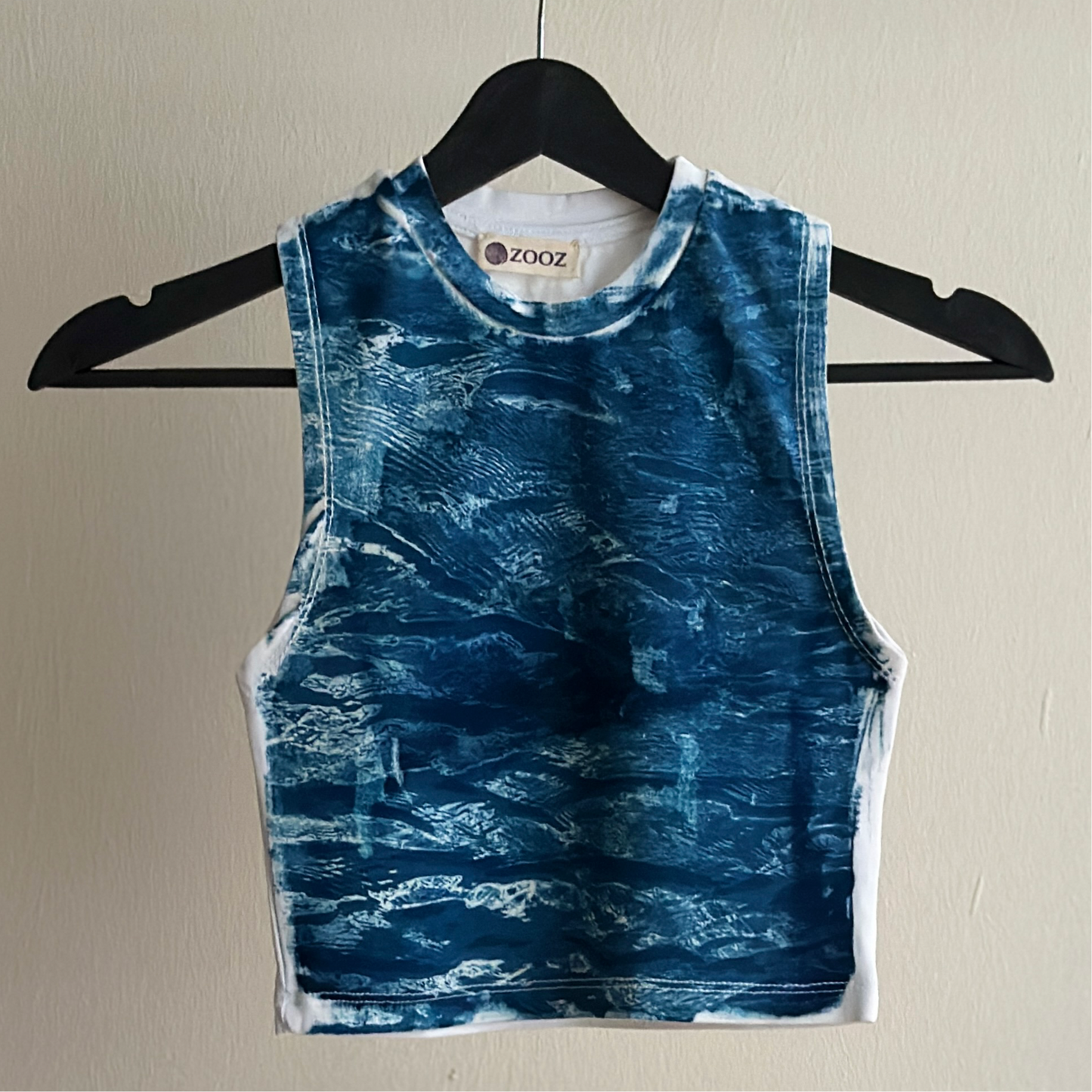 Waves Cyanotype Super Crop Top Sale 65