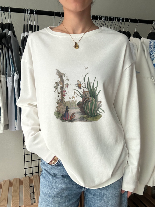 Pastoral Landscape Illustration Long Sleeve Tee