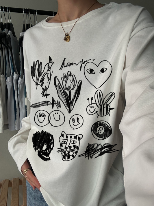 Hand Drawn Doodle Long Sleeve Tee