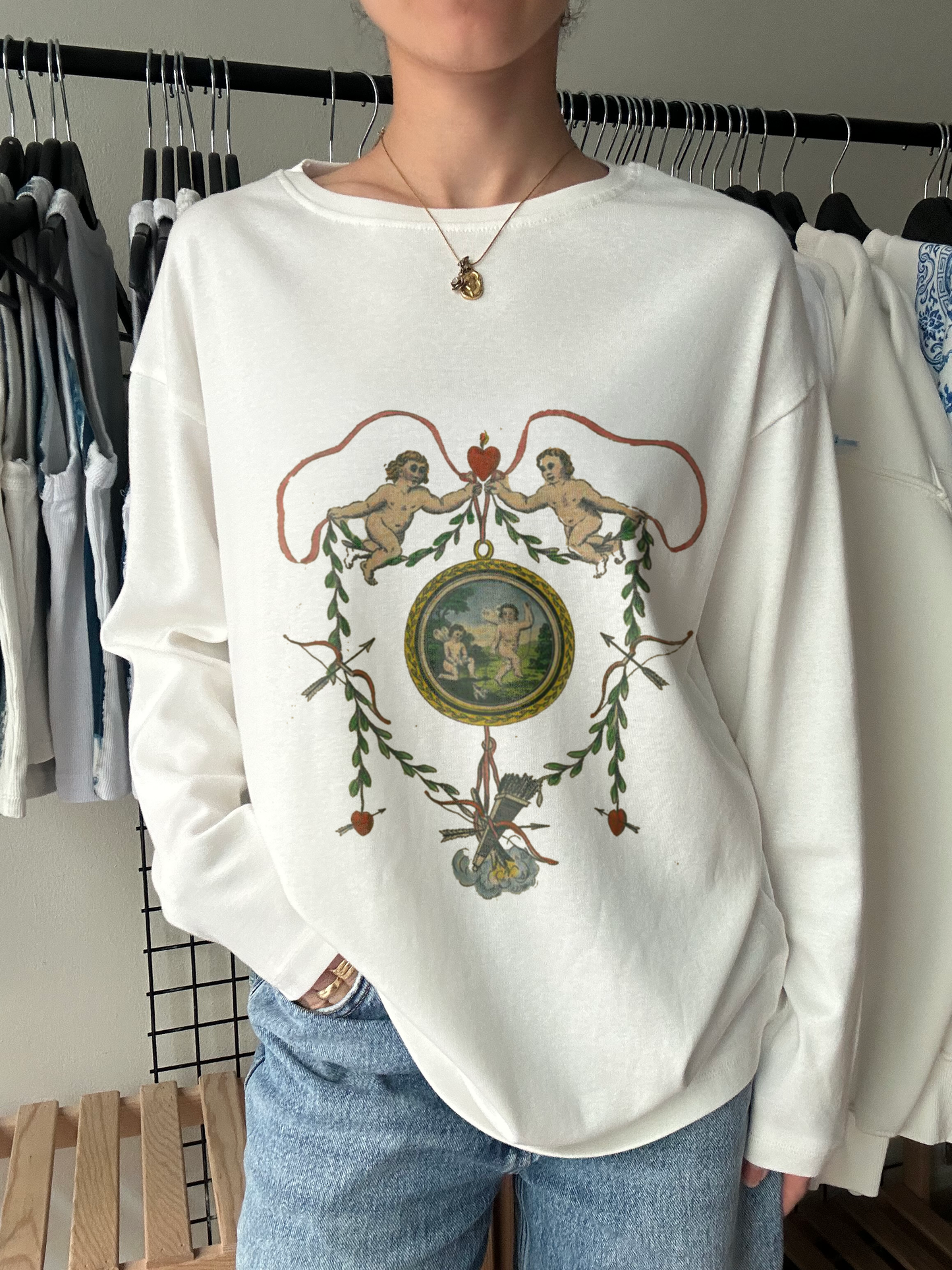 Baroque Cherub Medallion Long Sleeve Tee