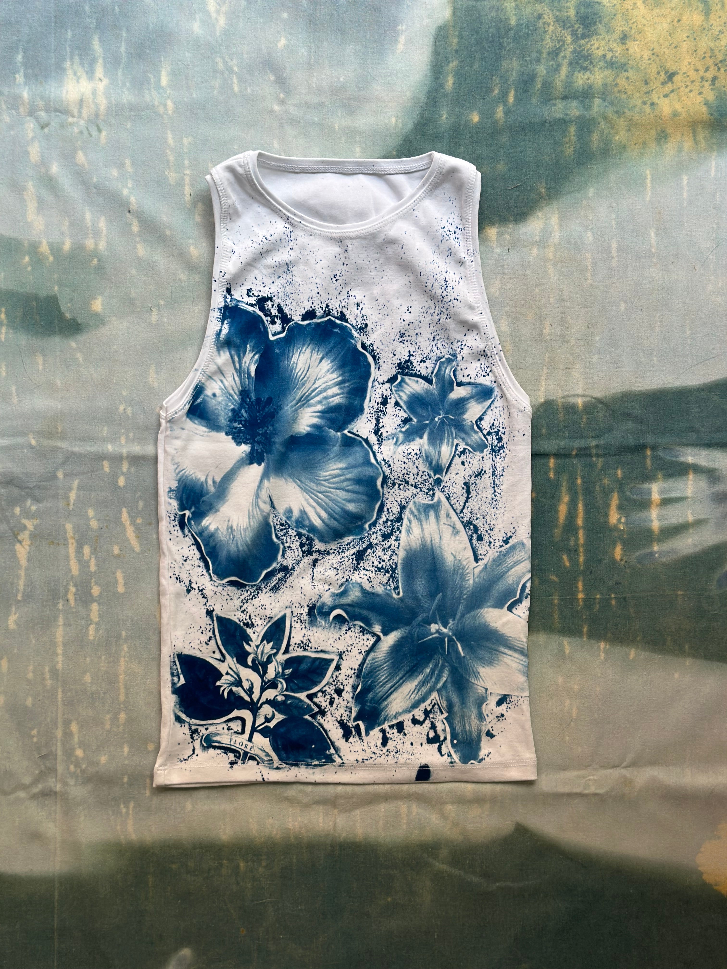 Flowers Cyanotype Tank Top Sale 164