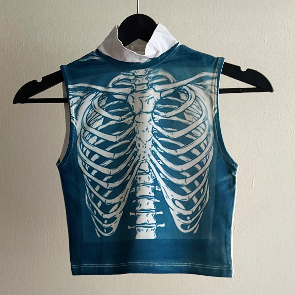 Skeleton Cyanotype Super Crop Top Sale 41