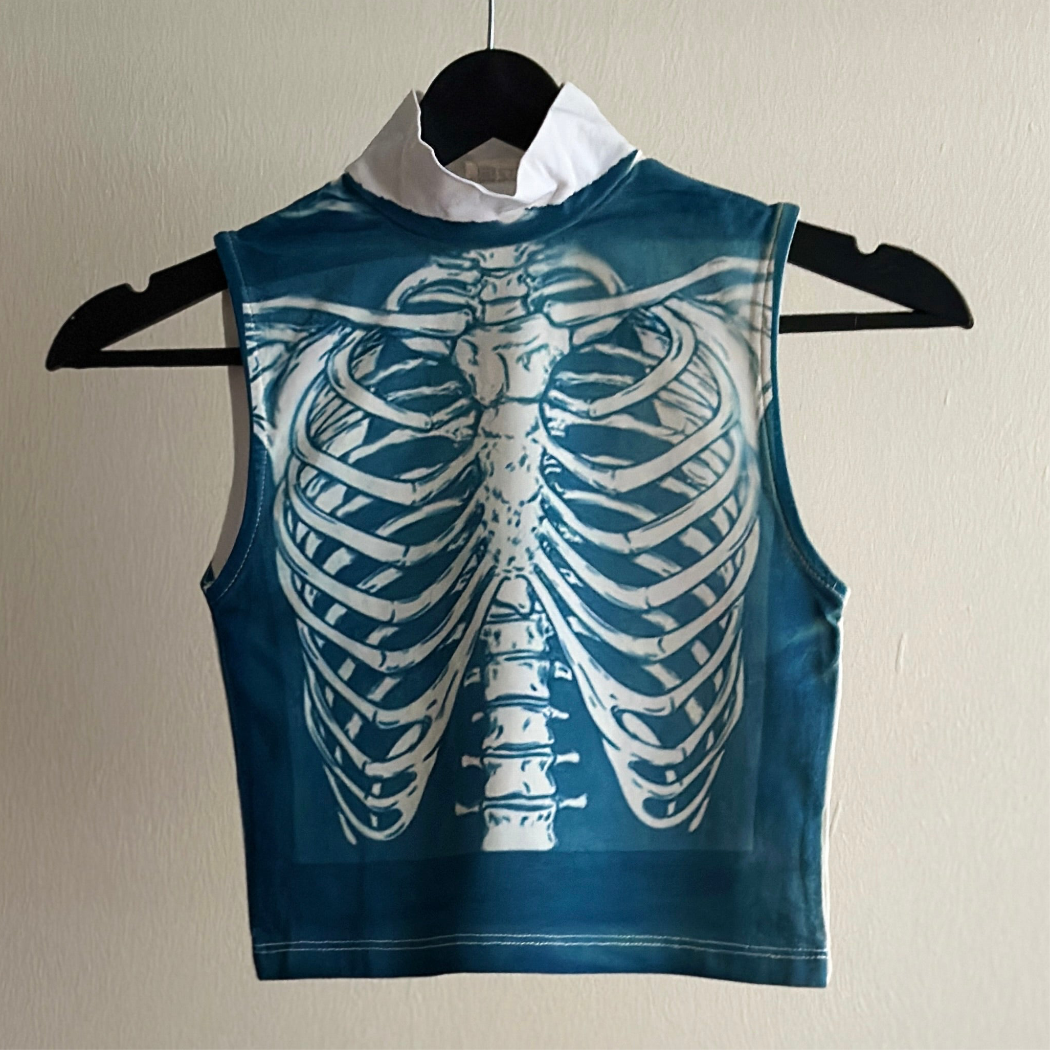 Skeleton Cyanotype Super Crop Top Sale 41