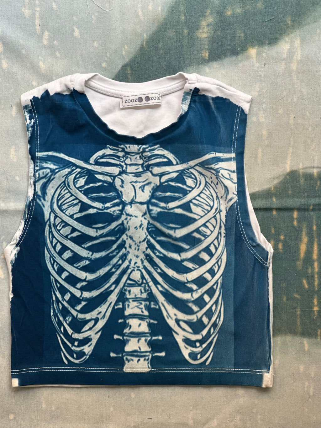 Skeleton Cyanotype Super Crop Top Sale 163