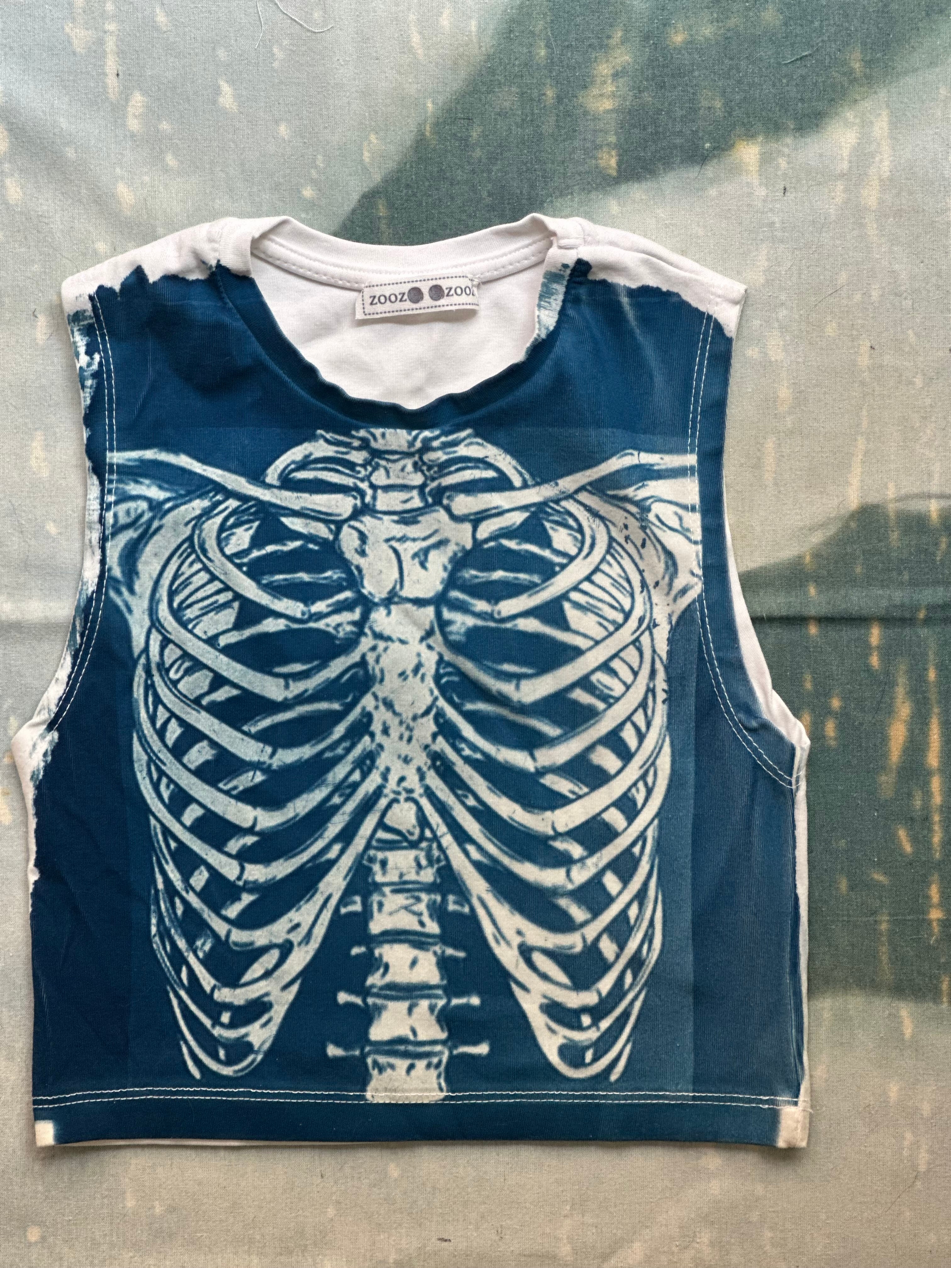 Skeleton Cyanotype Super Crop Top Sale 163