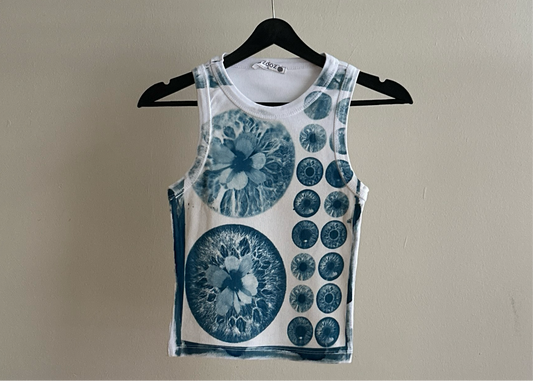 Iris Flowers Cyanotype Crop Top Sale 34