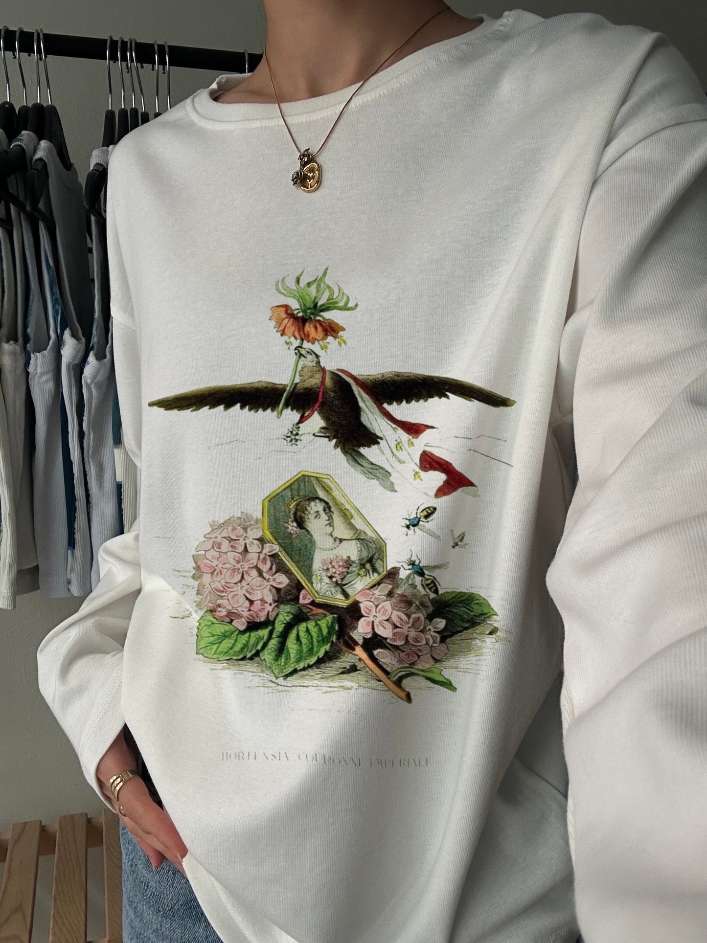 Vintage Bird & Floral Medallion Long Sleeve Tee
