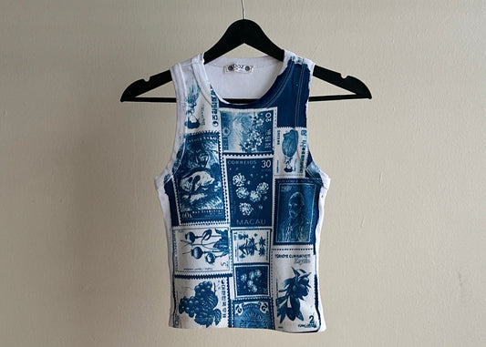 Stamps Cyanotype Crop Top