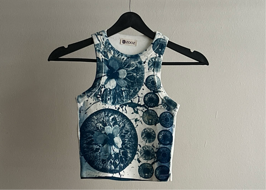 Iris Flowers Cyanotype Crop Top Sale 60