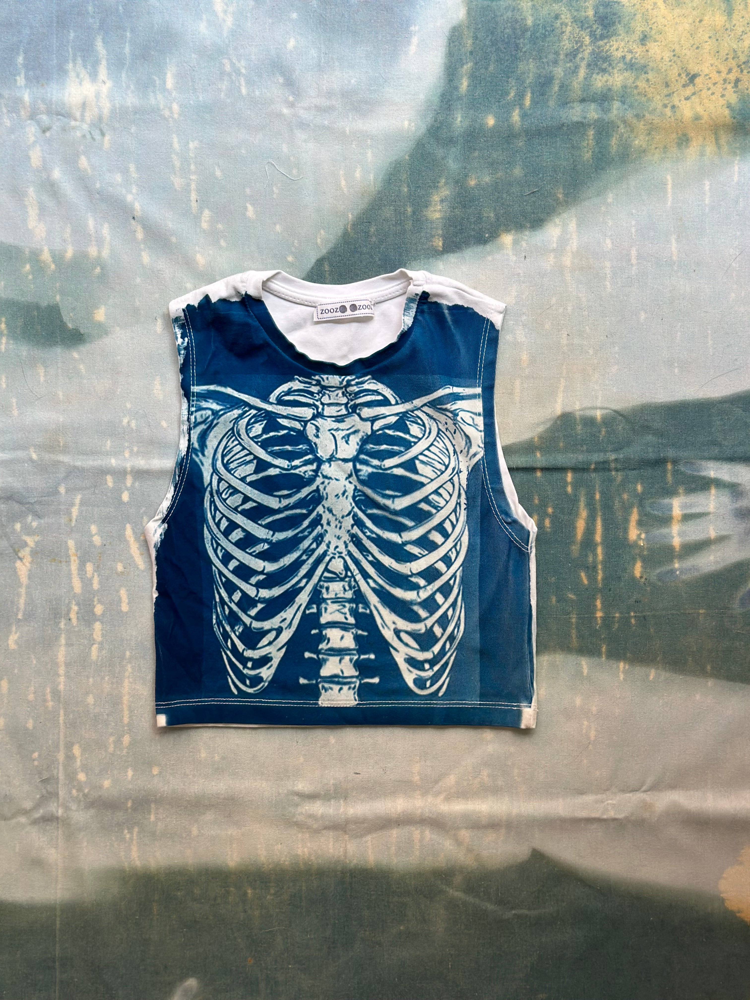 Skeleton Cyanotype Super Crop Top Sale 163