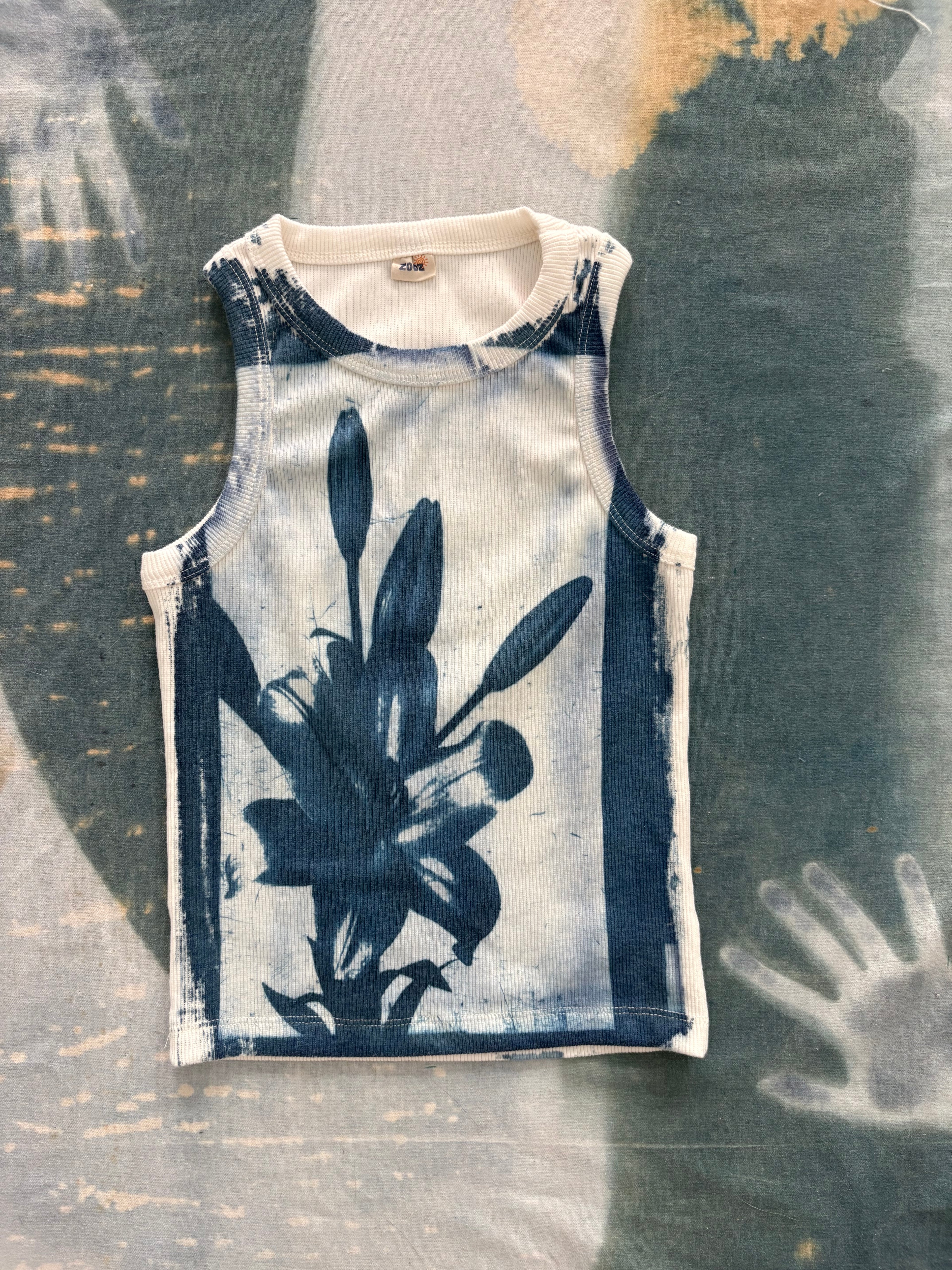 Flowers Cyanotype Crop Top Sale 215
