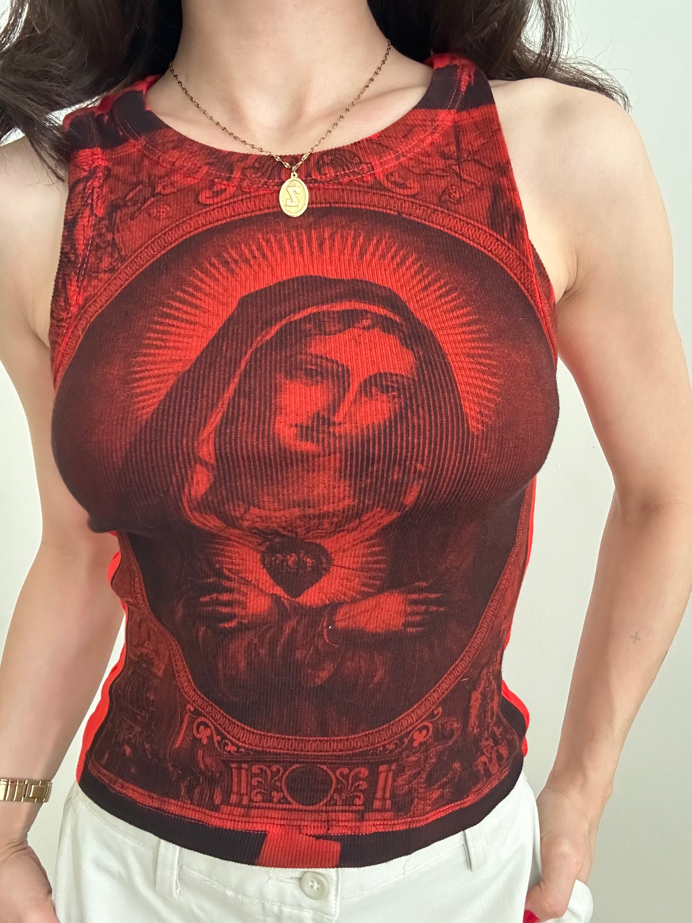 Red Holy Cyanotype Crop Top