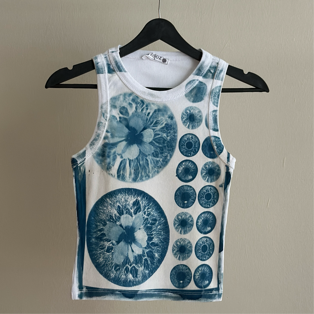 Iris Flowers Cyanotype Crop Top Sale 34