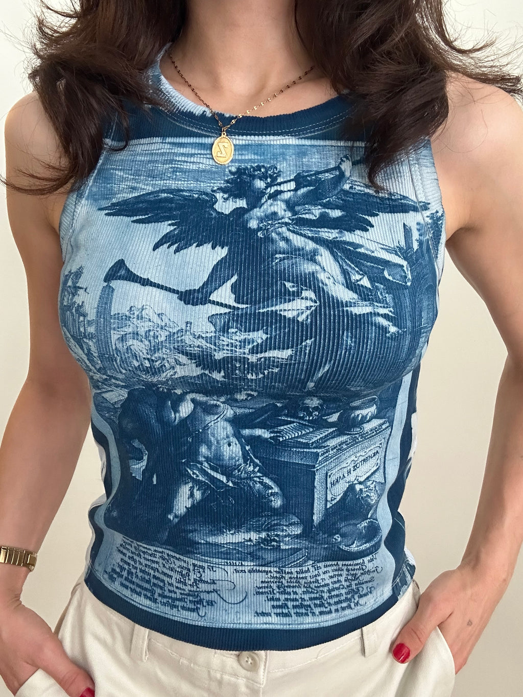 Blue Historie Cyanotype Crop Top