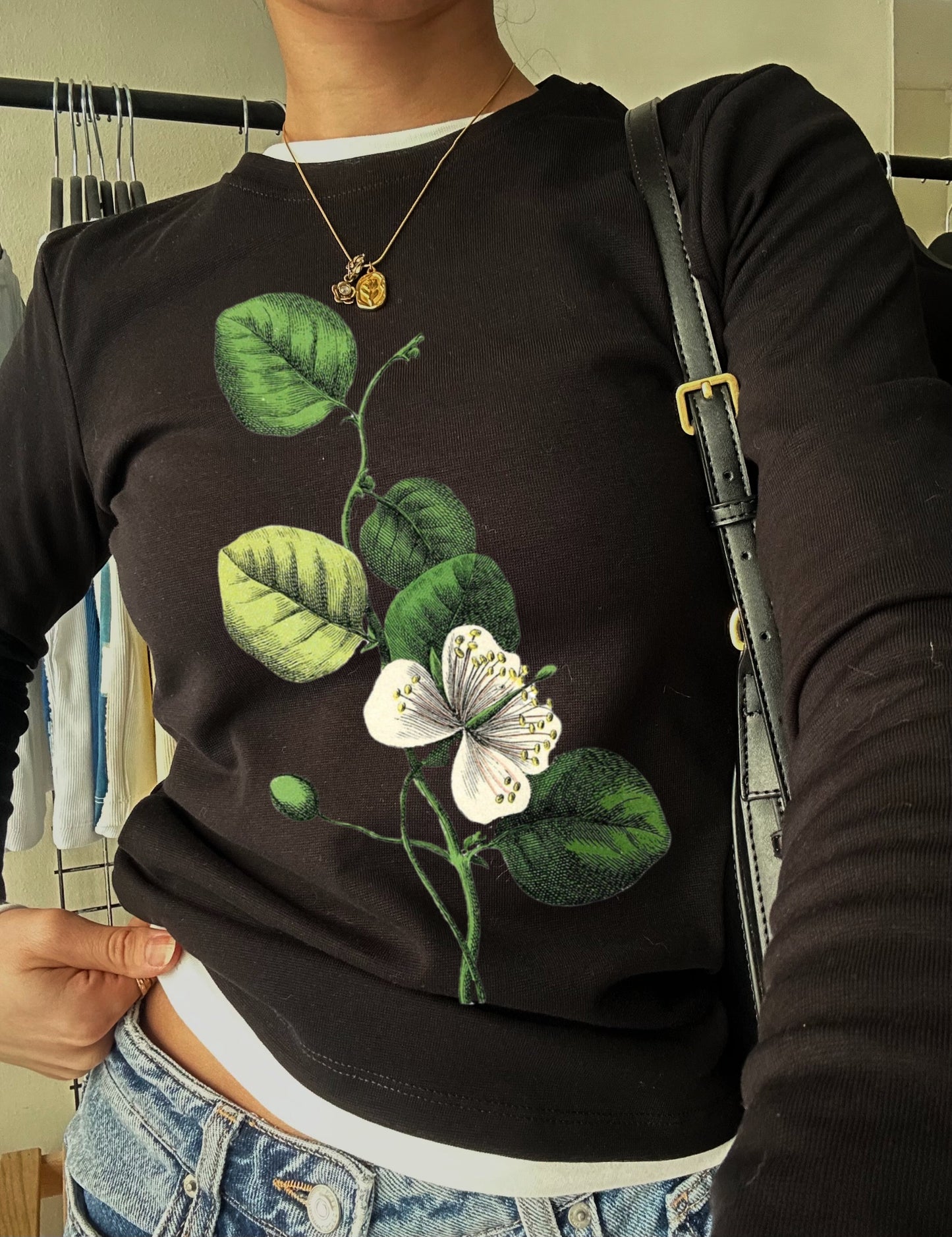 Vintage Botanical Print Long Sleeve Tee
