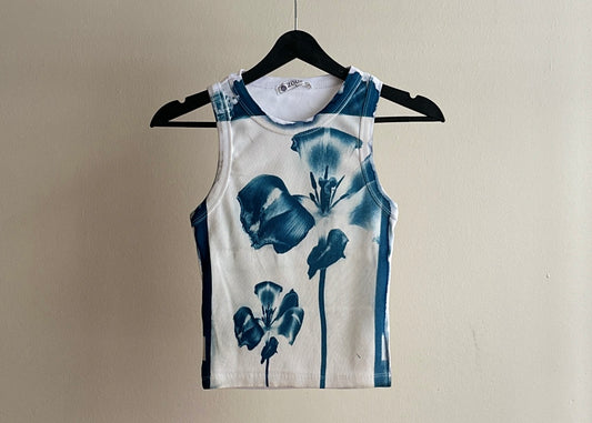 Flower Cyanotype Crop Top Sale 91