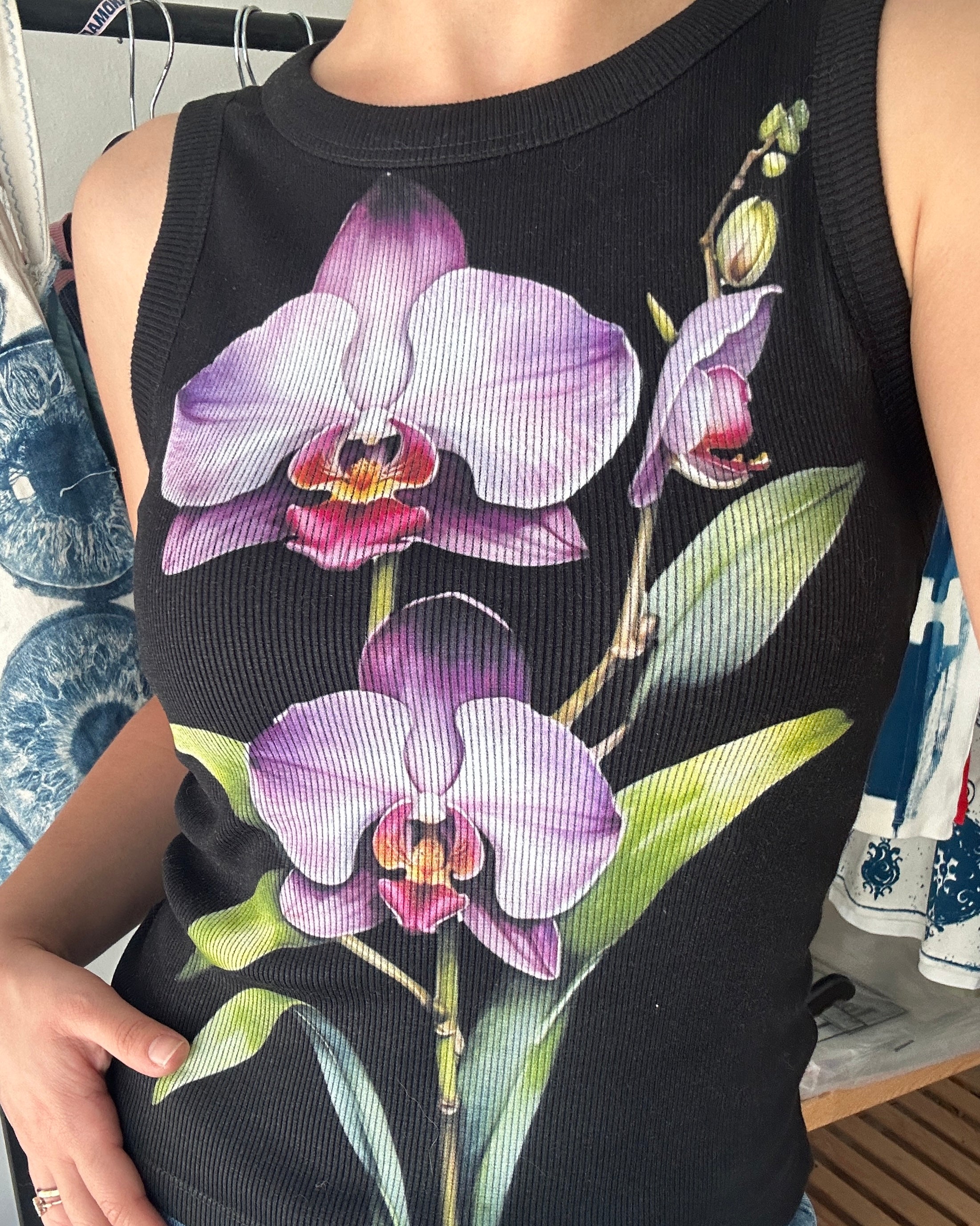Purple Orchid Black Crop Top