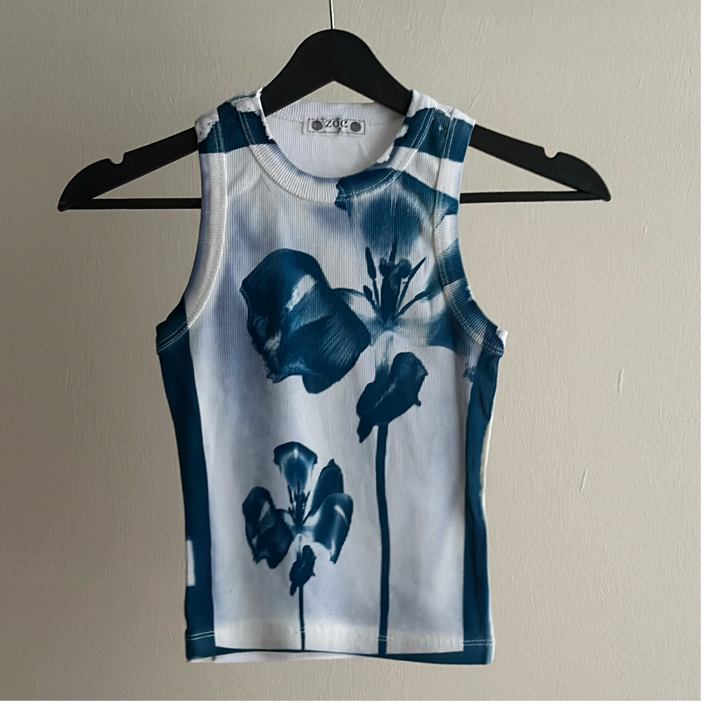 Flowers Cyanotype Crop Top Sale 57