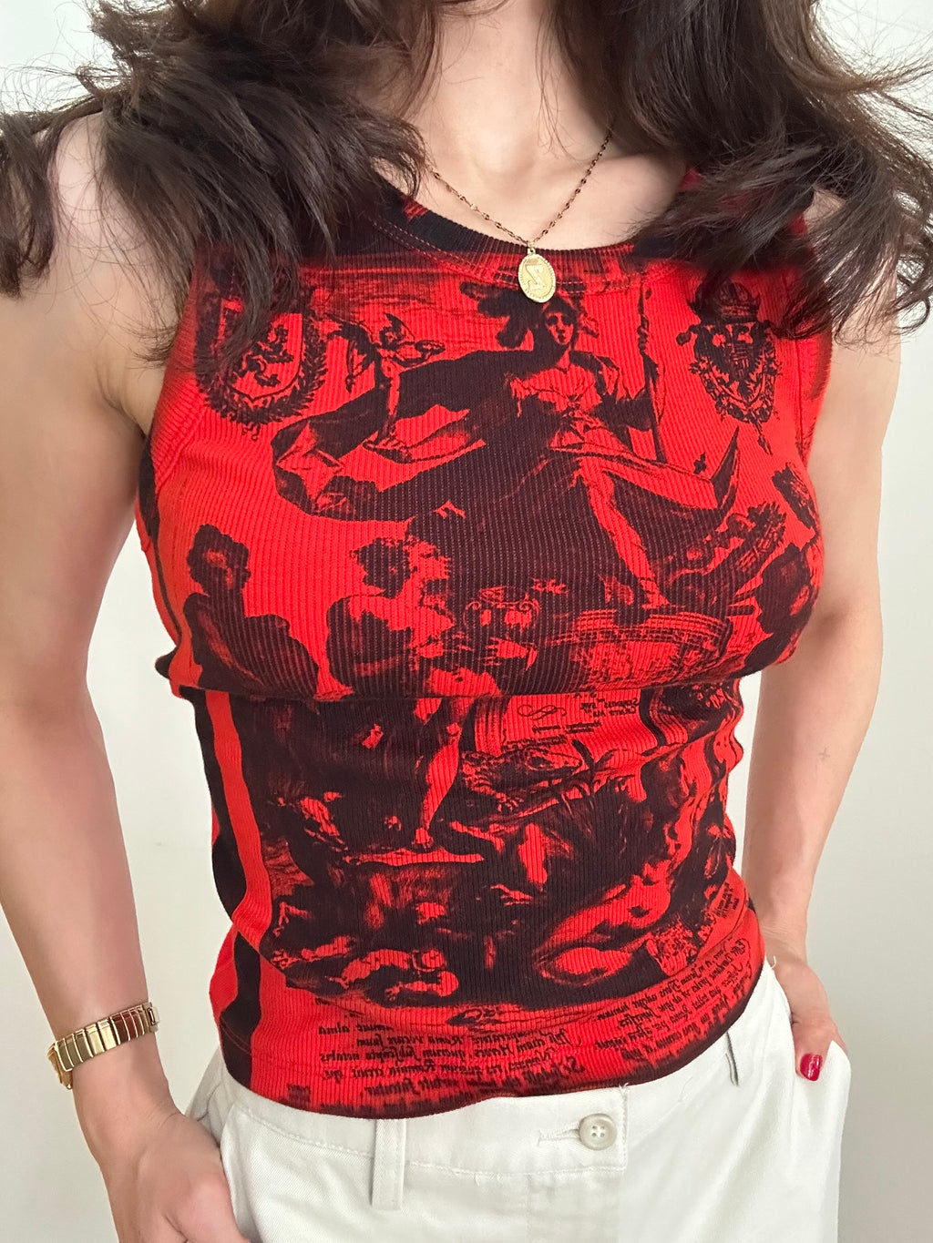 Red Allegorie der Roma Cyanotype Crop Top
