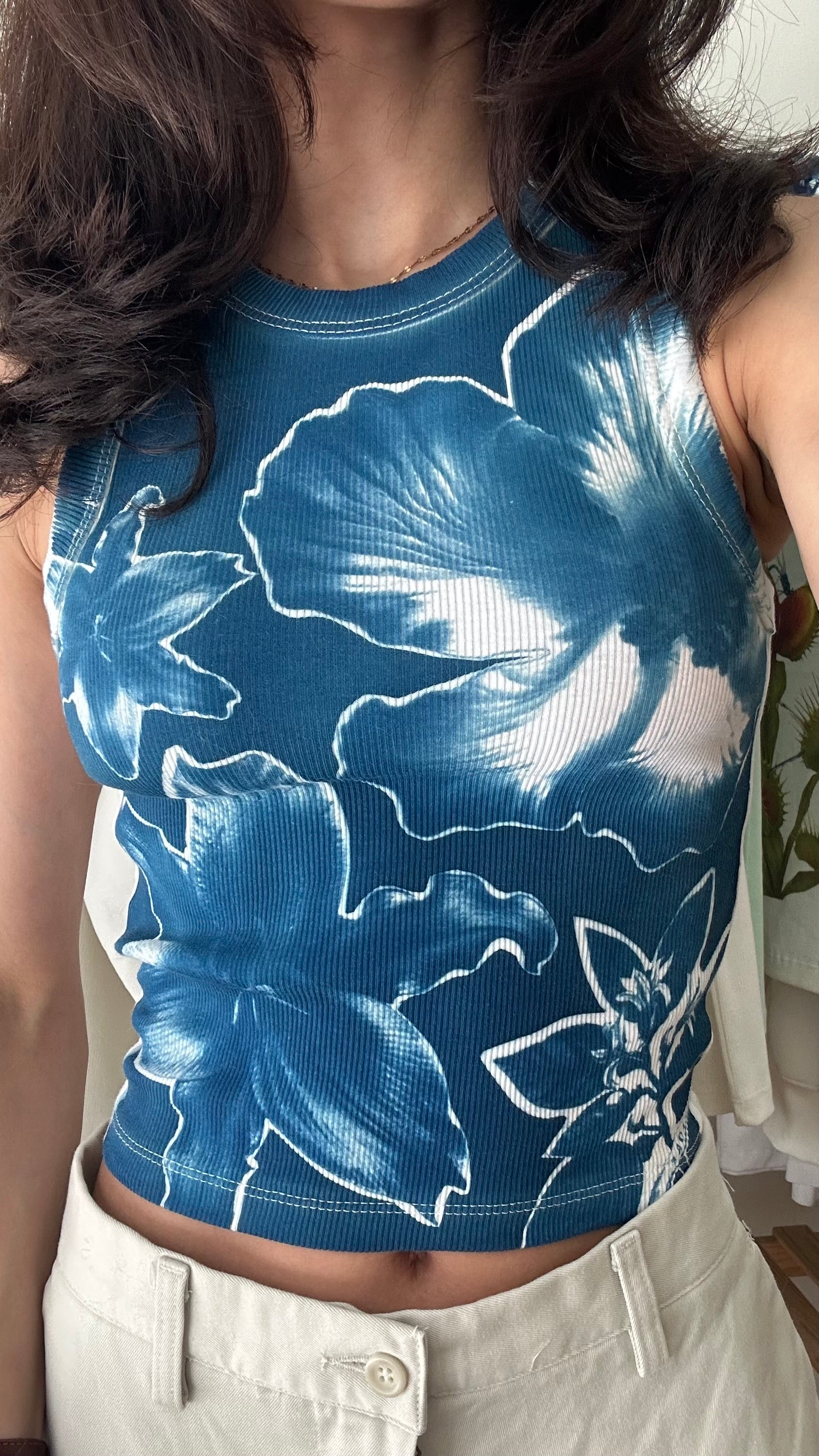 Floral Cyanotype Crop Top