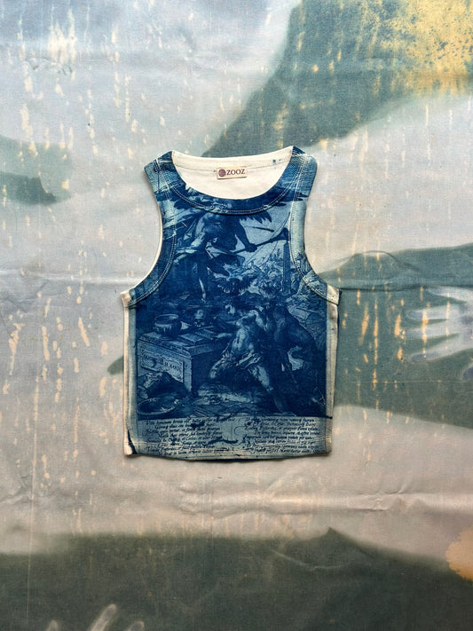 Cyanotype Flower Crop Top Sale 147