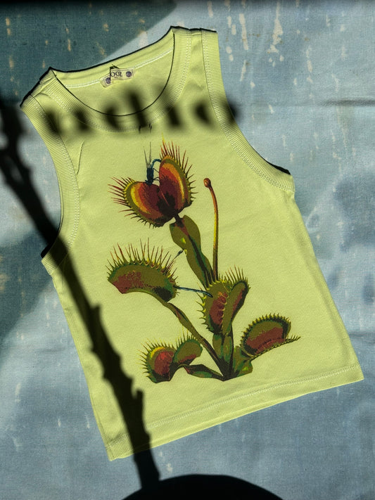 Green Venus Flytrap Cyanotype Crop Top