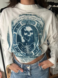 Skeleton Cyanotype Printed Boxy Cut Long Sleeve Tee