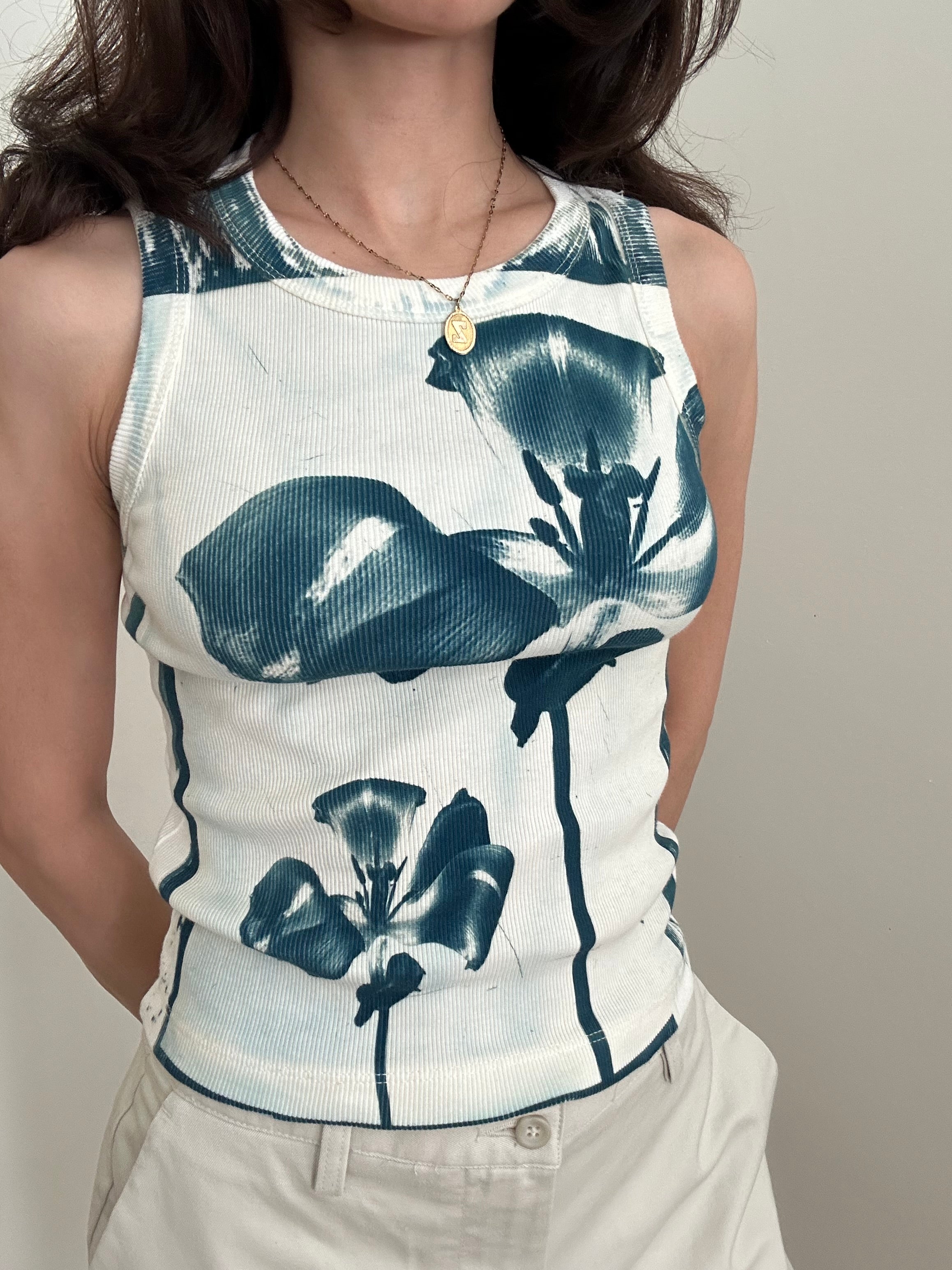 Flower Cyanotype Crop Top