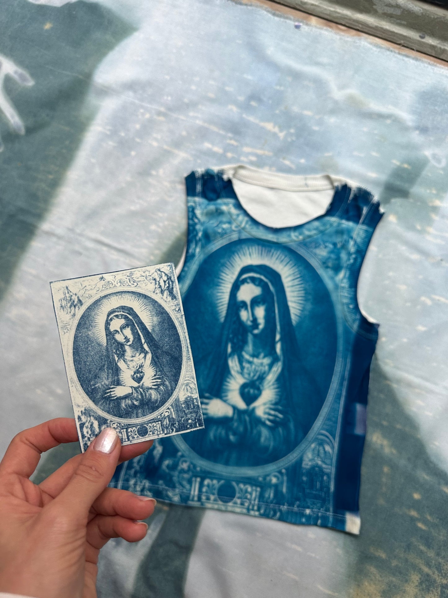 Holy Blue Cyanotype Crop Top – Handcrafted Wearable Art by ZOOZ