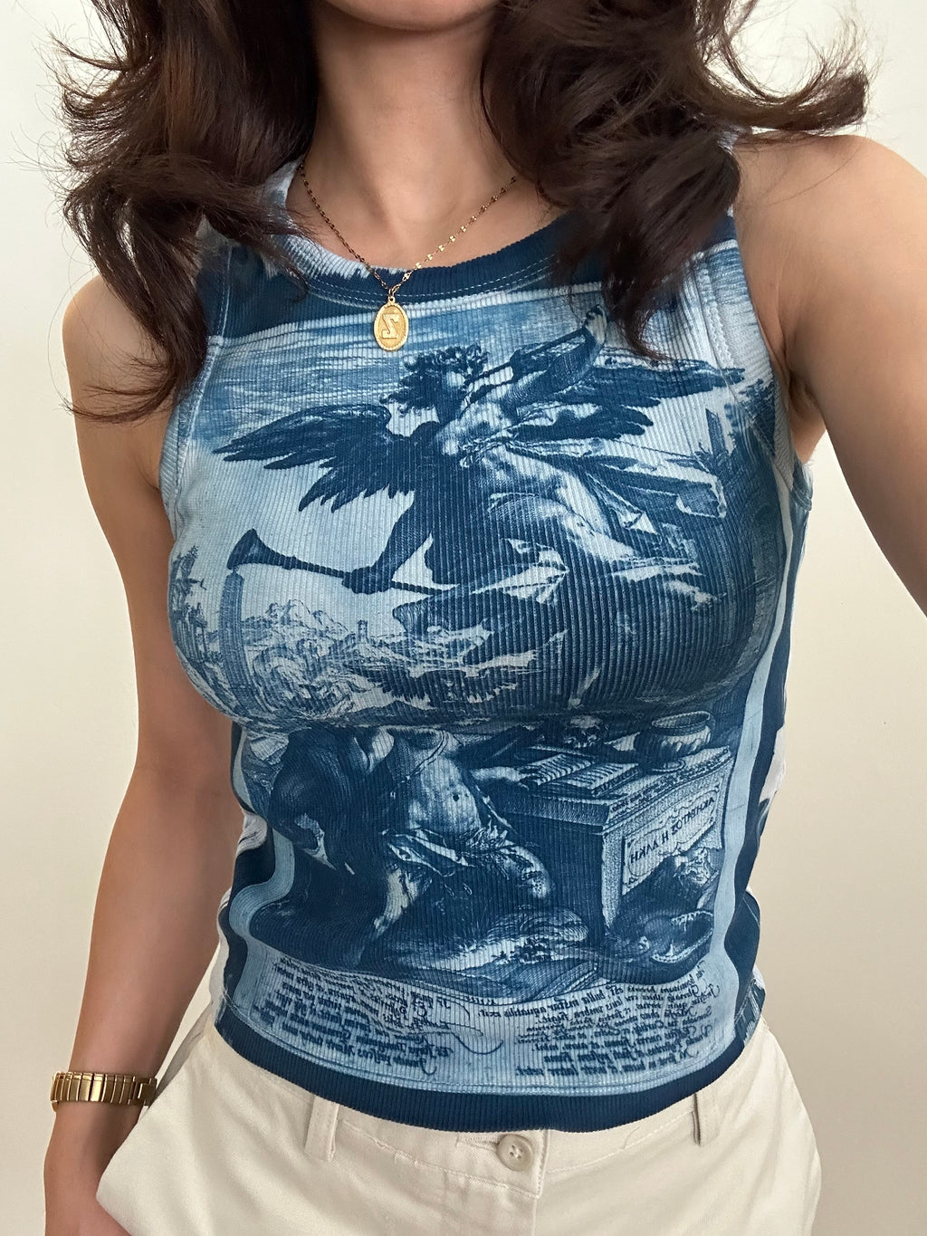 Blue Historie Cyanotype Crop Top