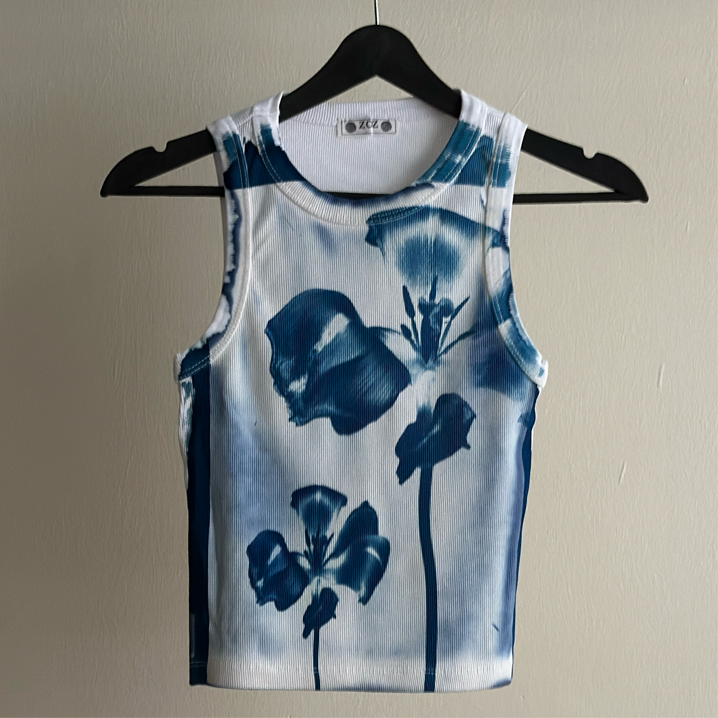 Flowers Cyanotype Crop Top Sale 44