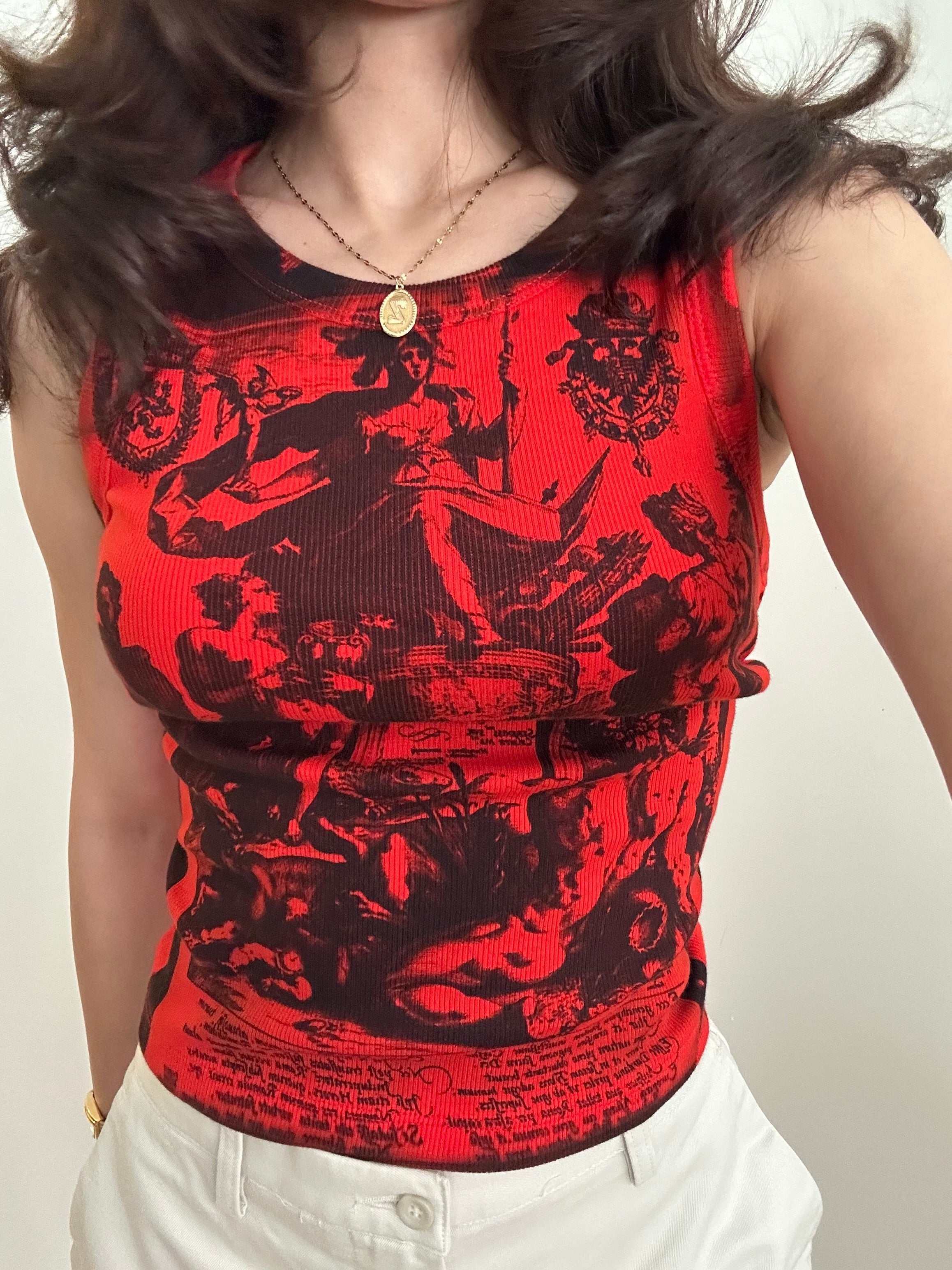 Red Allegorie der Roma Cyanotype Crop Top