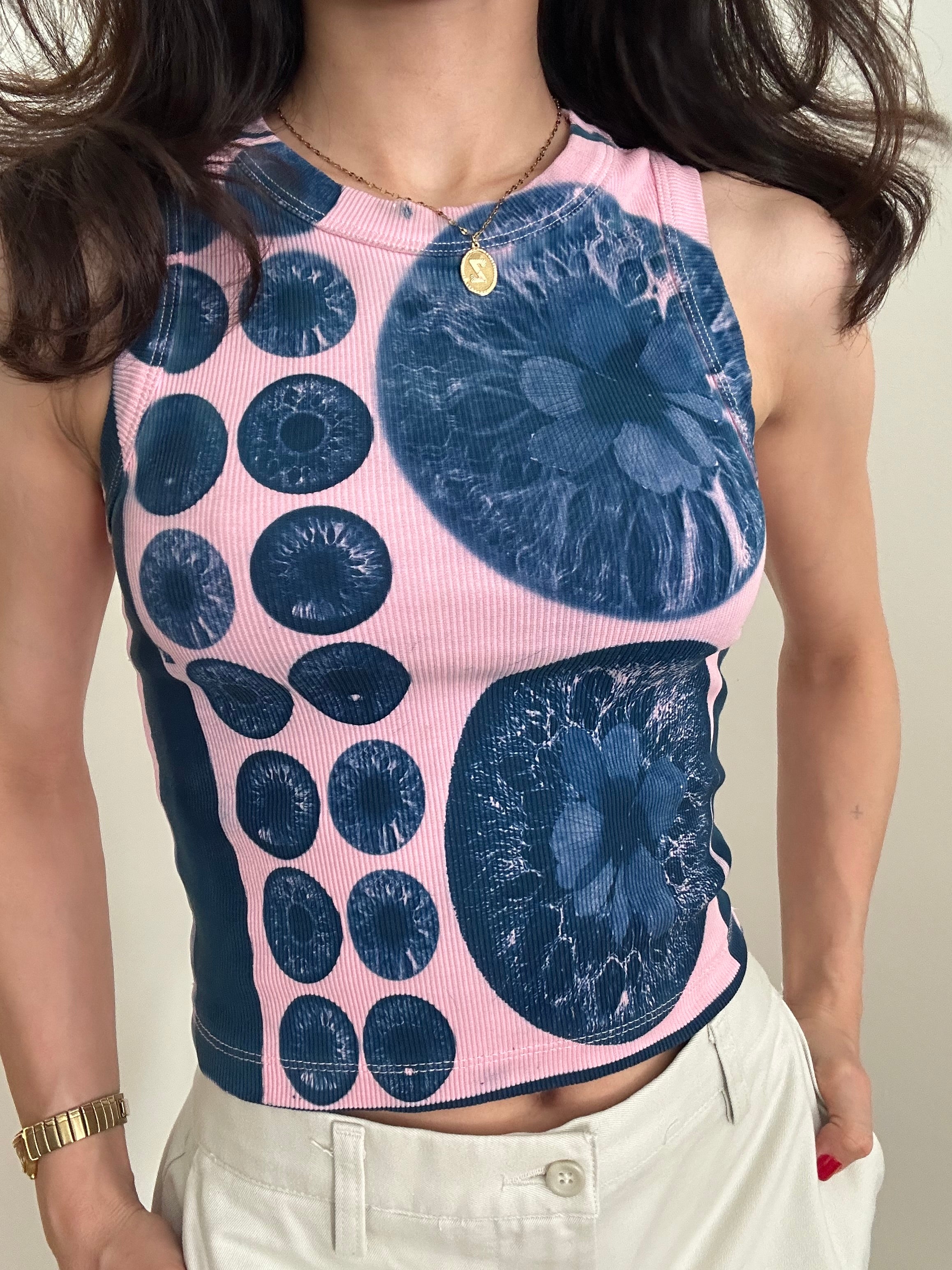 Iris Cyanotype Crop Top - Pink