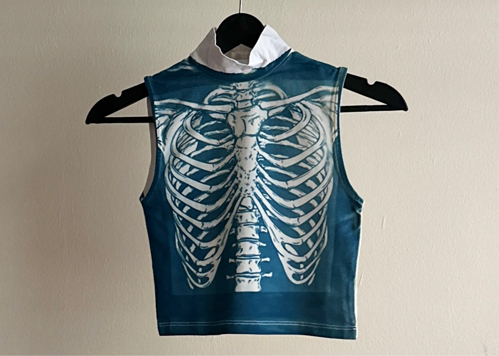 Skeleton Cyanotype Super Crop Top Sale 41