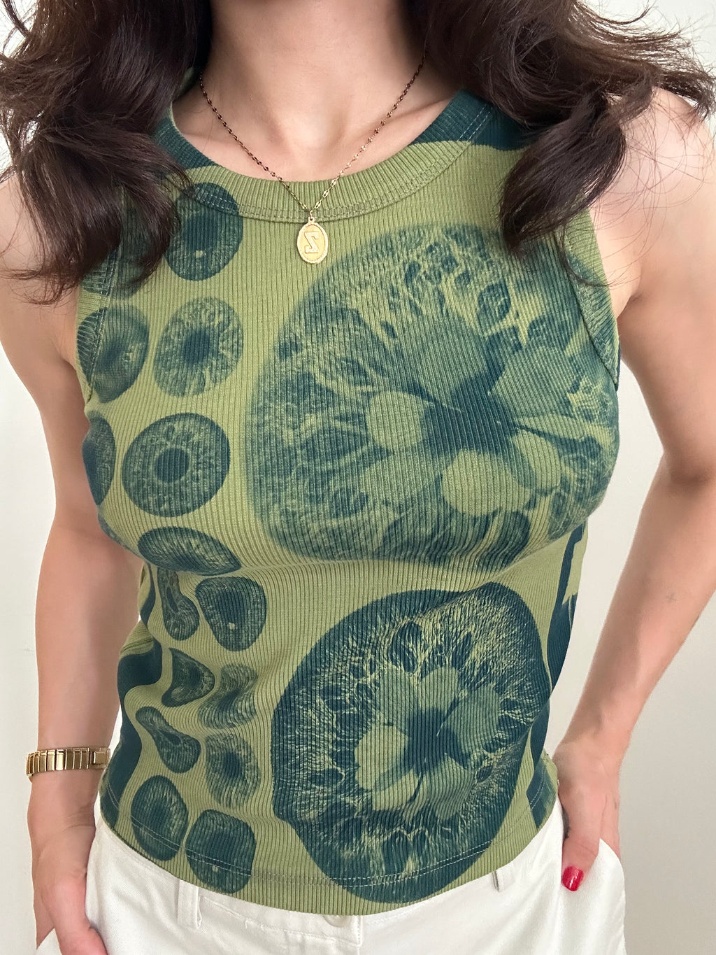 Green Iris Cyanotype Crop Top