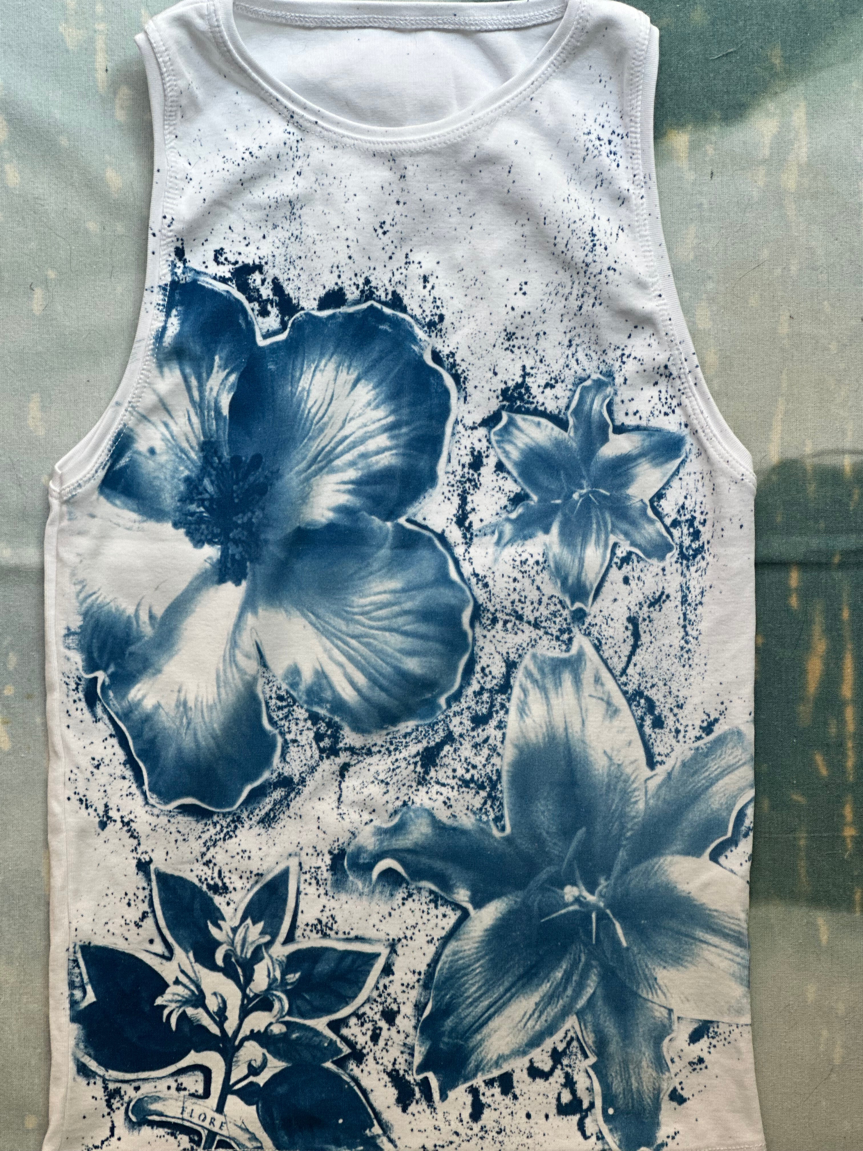 Flowers Cyanotype Tank Top Sale 164