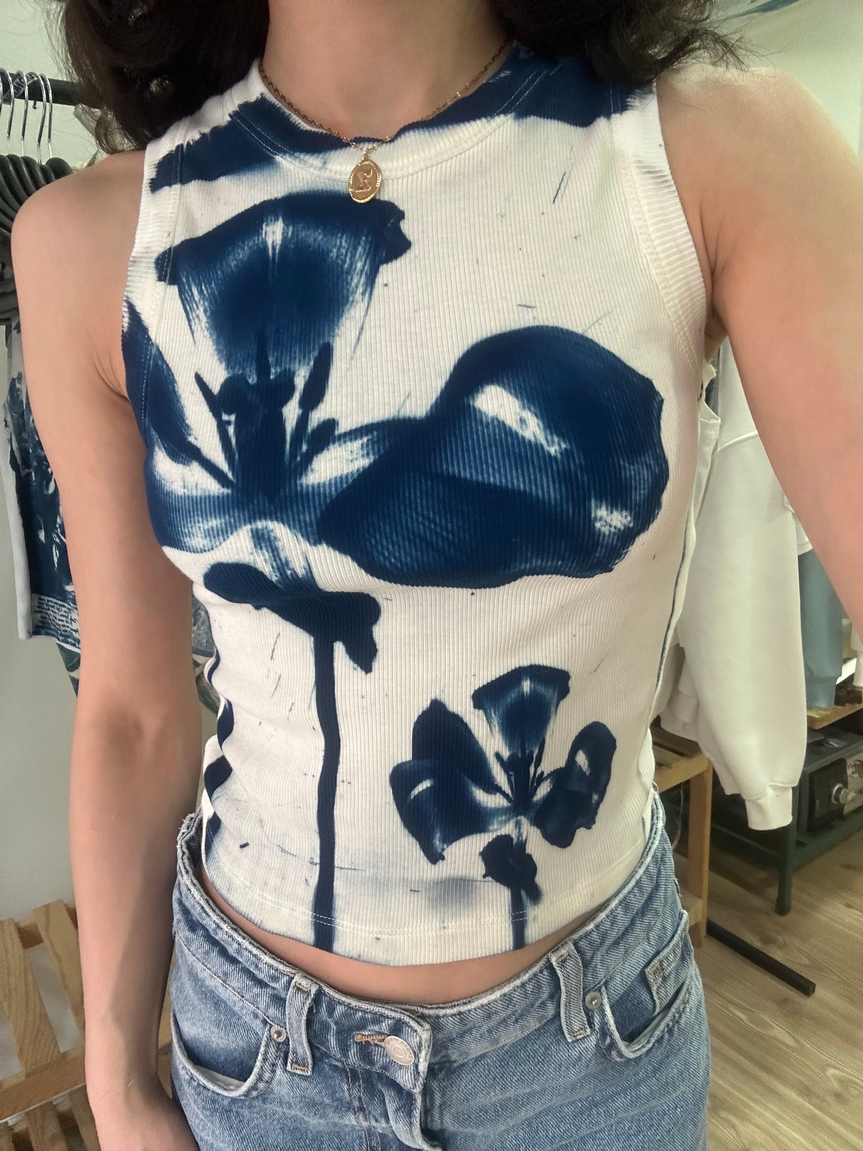 Flower Cyanotype Crop Top