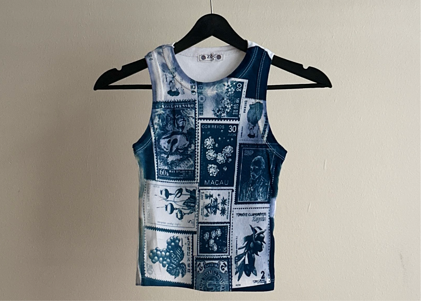 Stamps Cyanotype Crop Top Sale 68