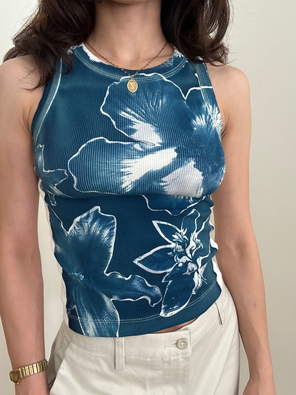 Floral Cyanotype Crop Top