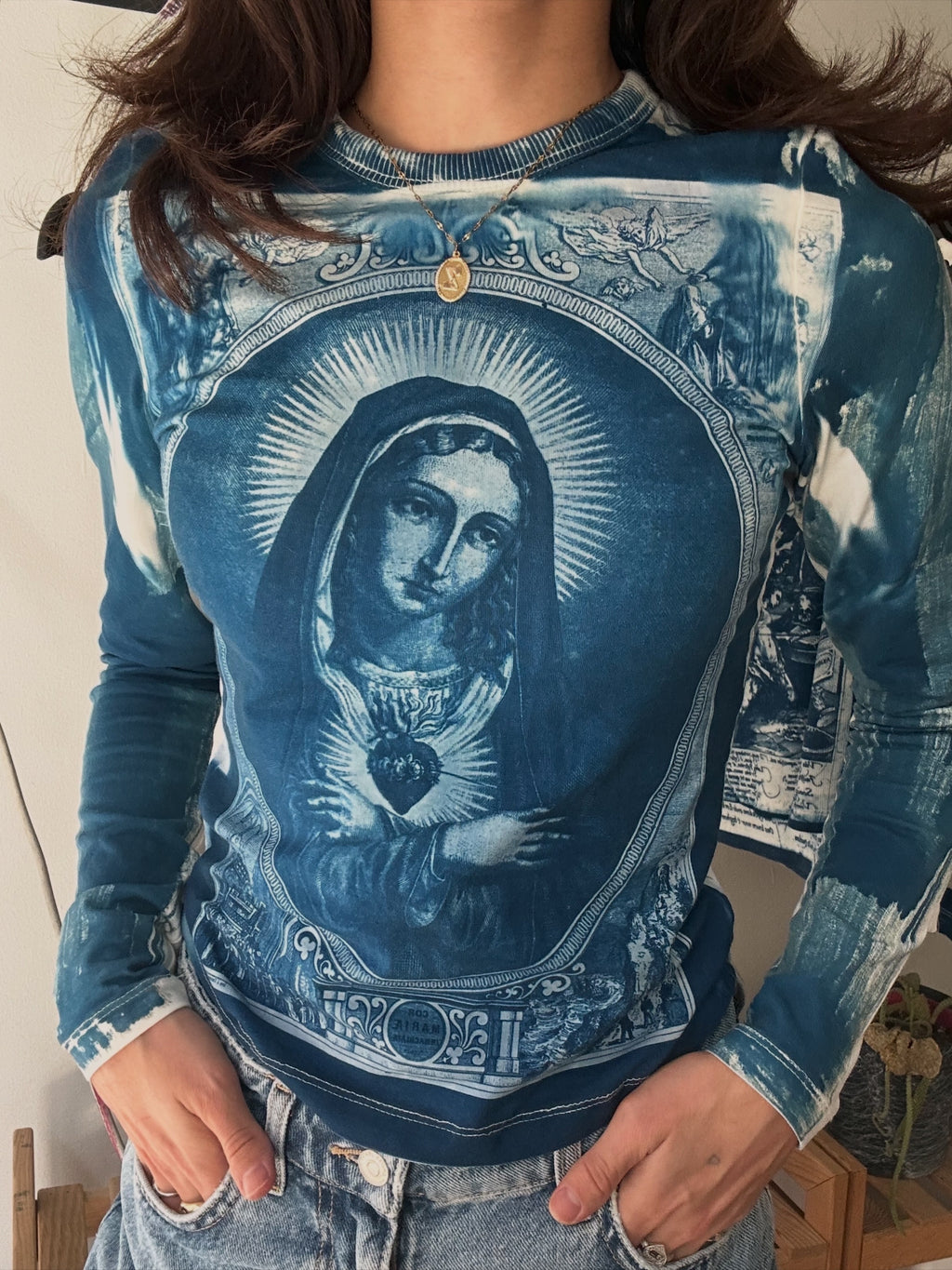 Holy Cyanotype Printed Long Sleeve Tee