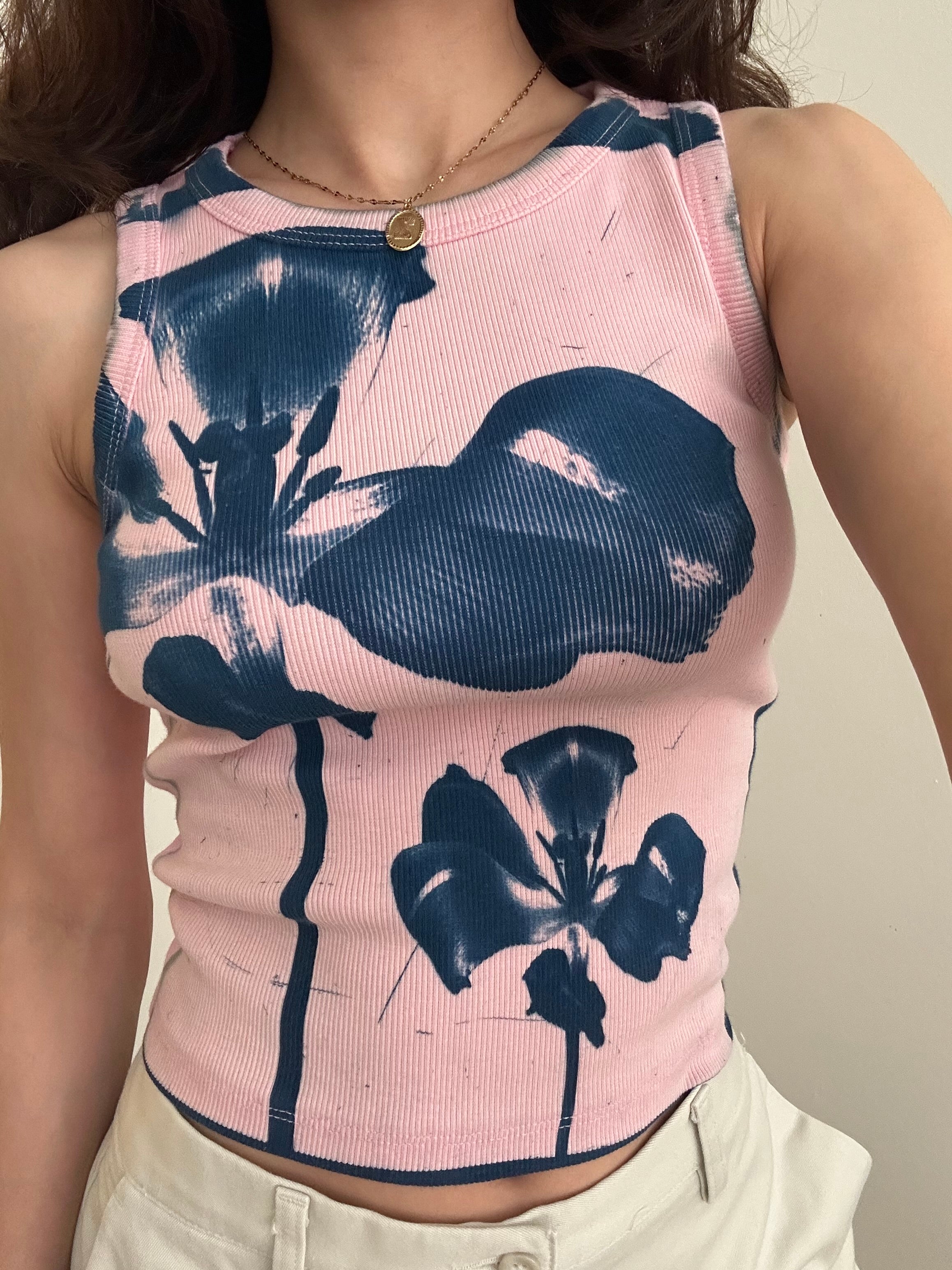 Flower Cyanotype Crop Top