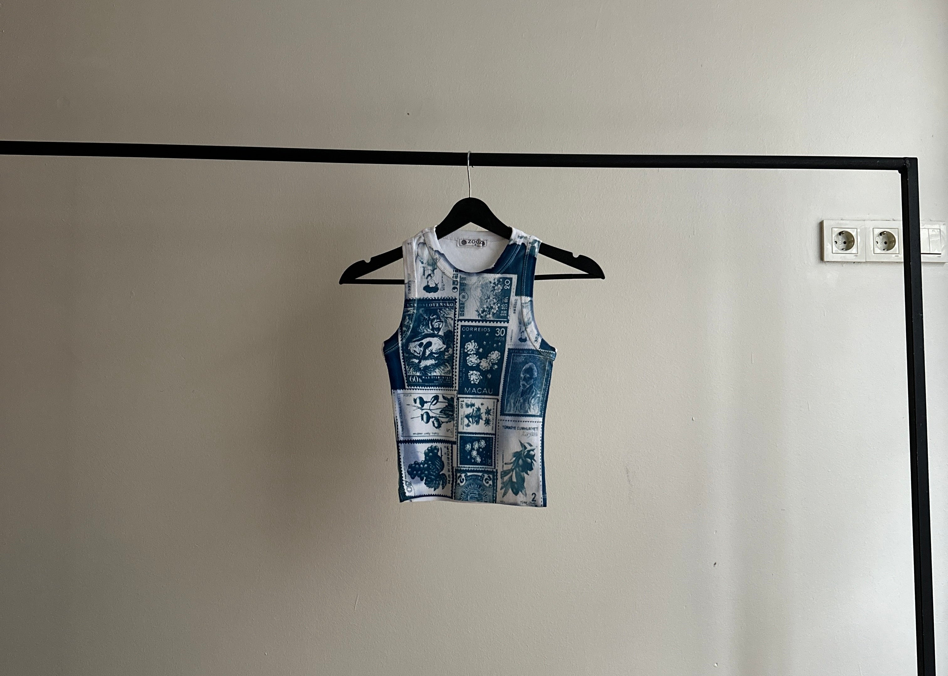 Stamps Cyanotype Crop Top Sale 122