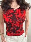 Red Allegorie der Roma Cyanotype Crop Top