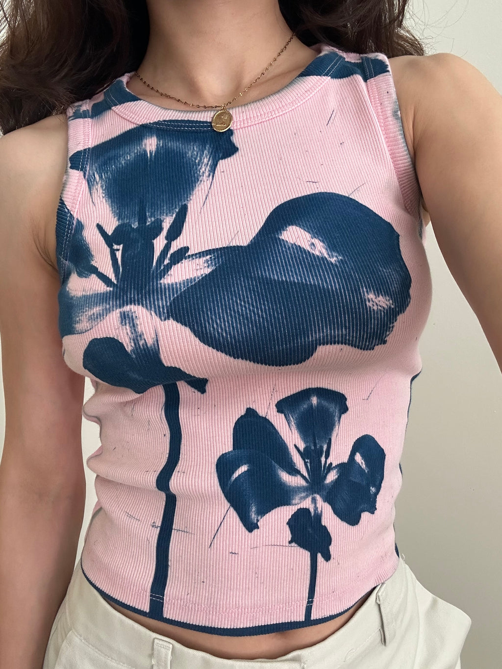 Flower Cyanotype Crop Top