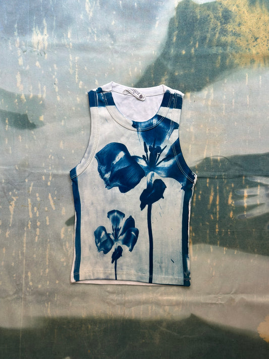 Cyanotype Flower Crop Top Sale 146