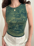 Green Cyanotype Crop Top